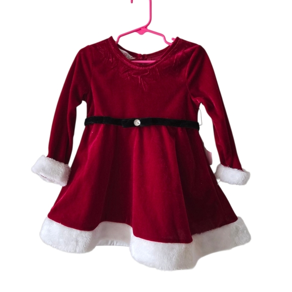 Katie M. Velvet Red Kids Casual Dress with White Trim - Picture 1 of 4